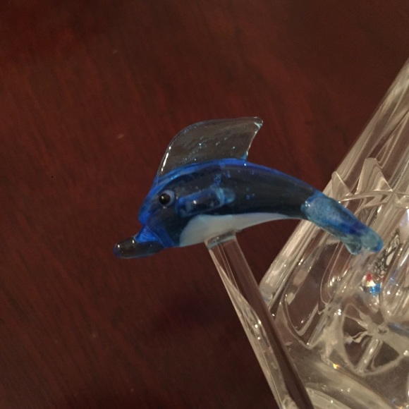 Hand Blown Glass Dolphin Cocktail Stir Stick - Picture 3 of 4